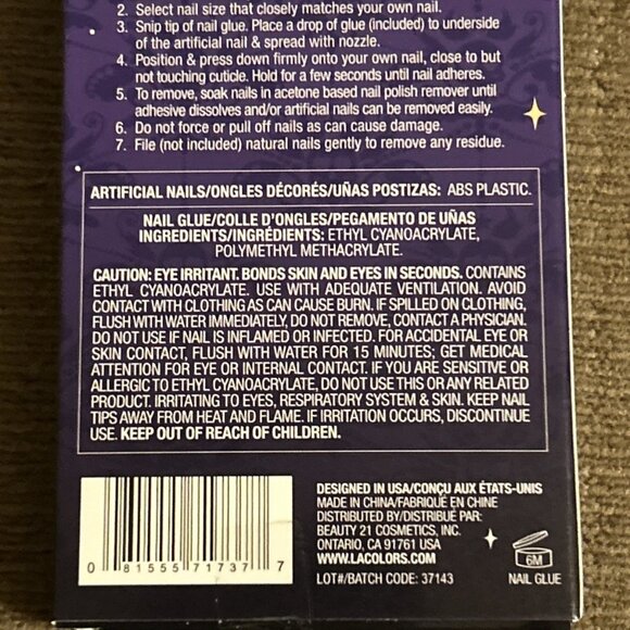 L.A. Colors Artificial Nails Beautifully Bewitched Bootiful Medium Length Almond - Picture 6 of 7